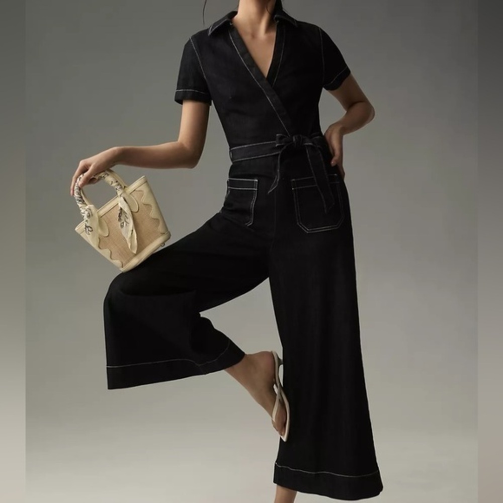 Anthropologie The Colette Wrap Jumpsuit by Maeve: Denim Edition